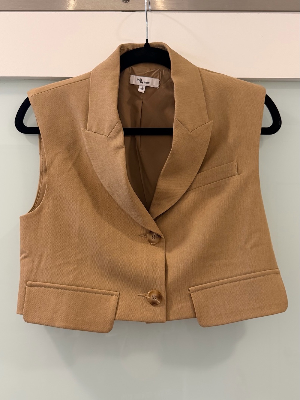 Sleeveless Tailored Vest in Camel
